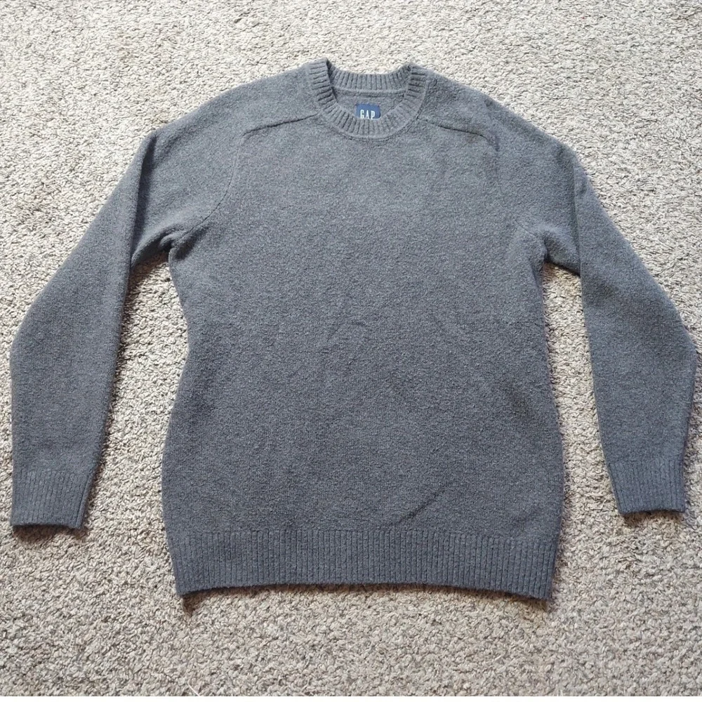 Gap Sweater Mens M Gray Crewneck Knit Wool Blend Long Sleeve Pullover Fall Prep